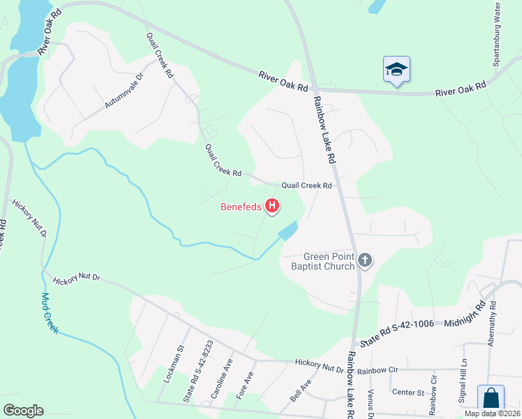 map of restaurants, bars, coffee shops, grocery stores, and more near 104 Owens Drive in Inman