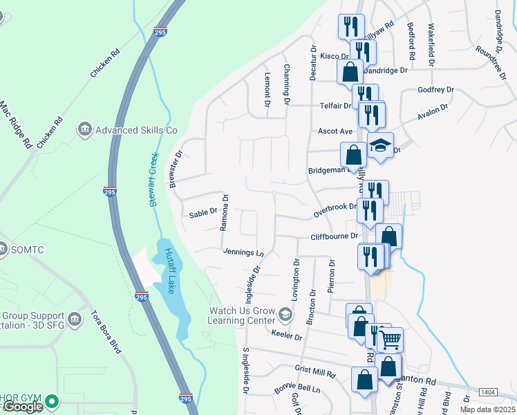map of restaurants, bars, coffee shops, grocery stores, and more near 268 Crabapple Circle in Fayetteville
