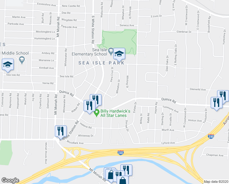 map of restaurants, bars, coffee shops, grocery stores, and more near 1467 Wheaton Street in Memphis