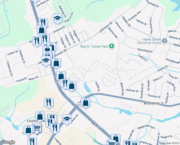 map of restaurants, bars, coffee shops, grocery stores, and more near 2005 Sardonyx Road in Fayetteville