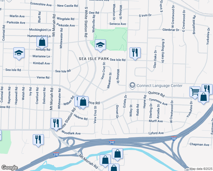 map of restaurants, bars, coffee shops, grocery stores, and more near 1467 Wheaton Street in Memphis