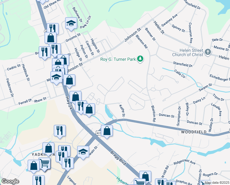 map of restaurants, bars, coffee shops, grocery stores, and more near 1945 Sardonyx Road in Fayetteville