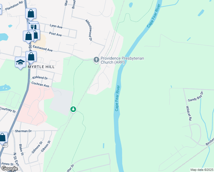 map of restaurants, bars, coffee shops, grocery stores, and more near 570 Crooked Creek Court in Fayetteville