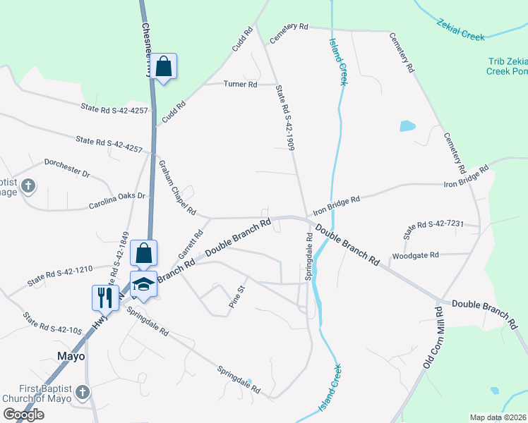map of restaurants, bars, coffee shops, grocery stores, and more near 319 Graham Chapel Road in Cowpens