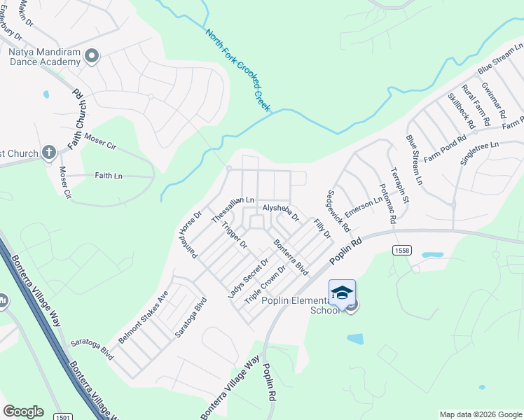 map of restaurants, bars, coffee shops, grocery stores, and more near 1400 Thessallian Lane in Indian Trail