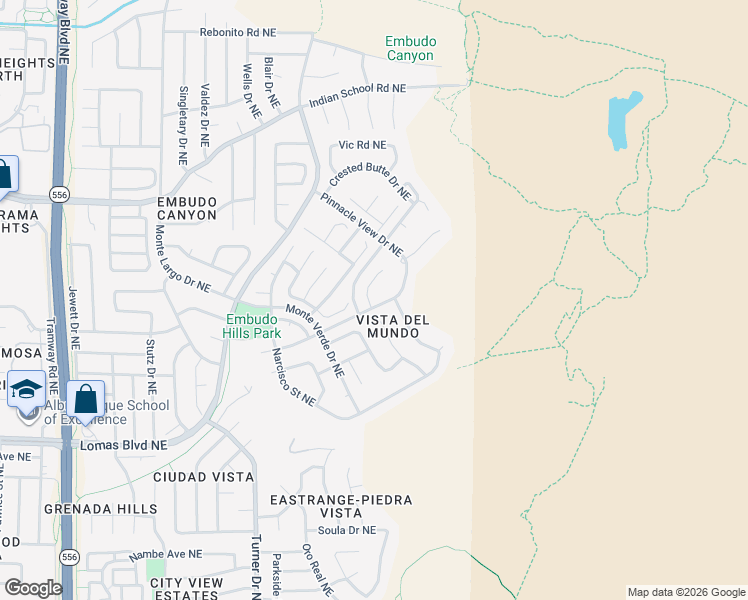 map of restaurants, bars, coffee shops, grocery stores, and more near in Albuquerque