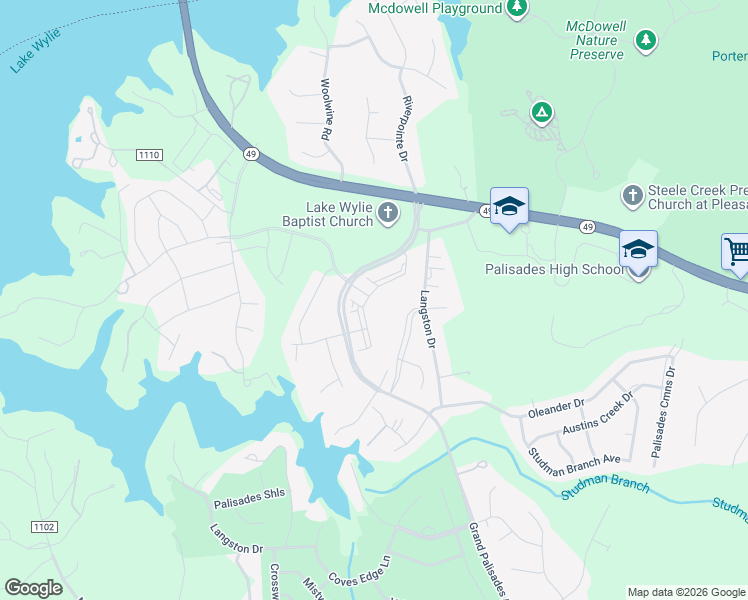 map of restaurants, bars, coffee shops, grocery stores, and more near 15906 White Street in Charlotte