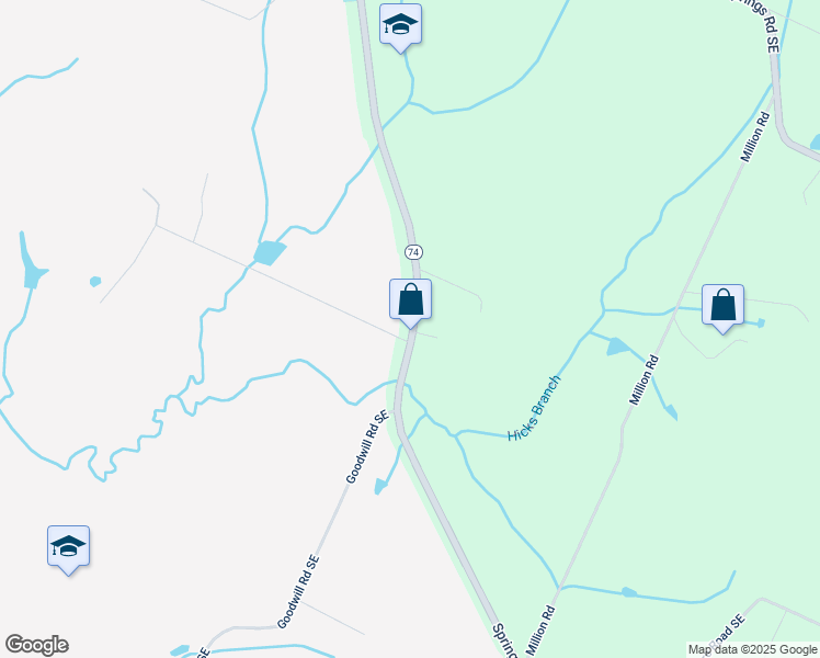 map of restaurants, bars, coffee shops, grocery stores, and more near 496-4049 Spring Place Road Southeast in Cleveland