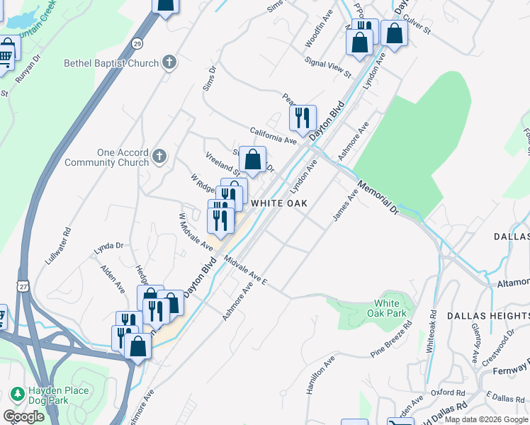 map of restaurants, bars, coffee shops, grocery stores, and more near 2109 Lyndon Avenue West in Red Bank