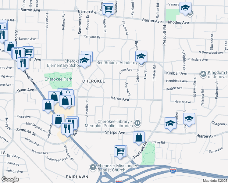 map of restaurants, bars, coffee shops, grocery stores, and more near 1488 Catherine Street in Memphis