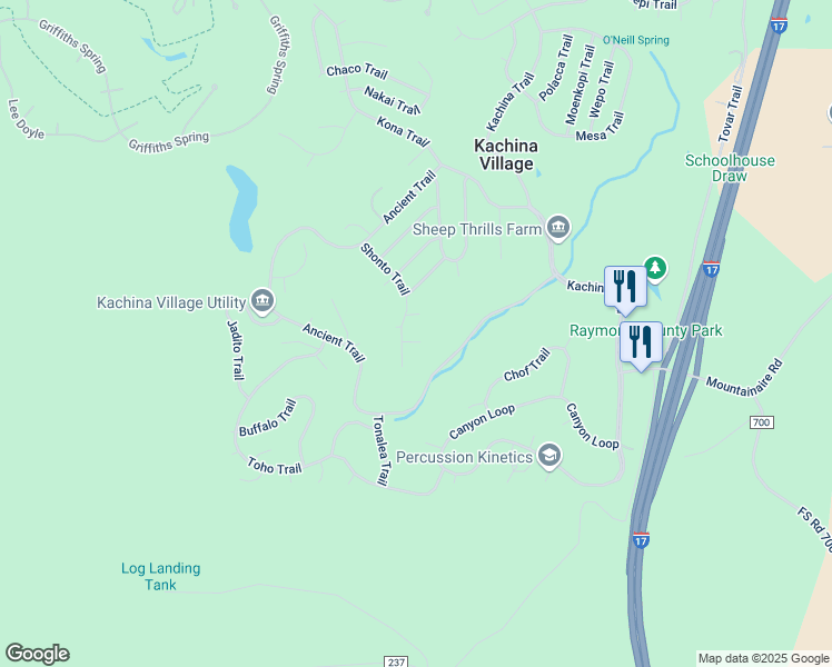map of restaurants, bars, coffee shops, grocery stores, and more near 2574 Cibola Ovi in Flagstaff