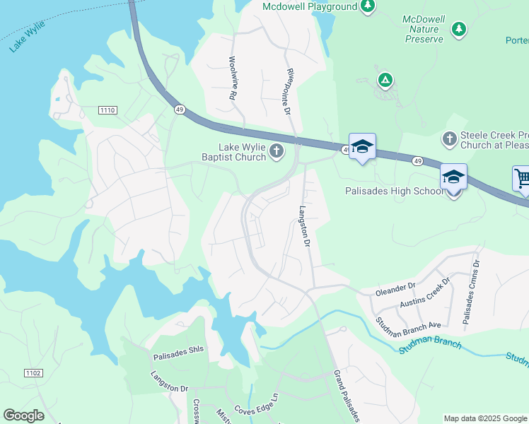map of restaurants, bars, coffee shops, grocery stores, and more near 15902 White Street in Charlotte