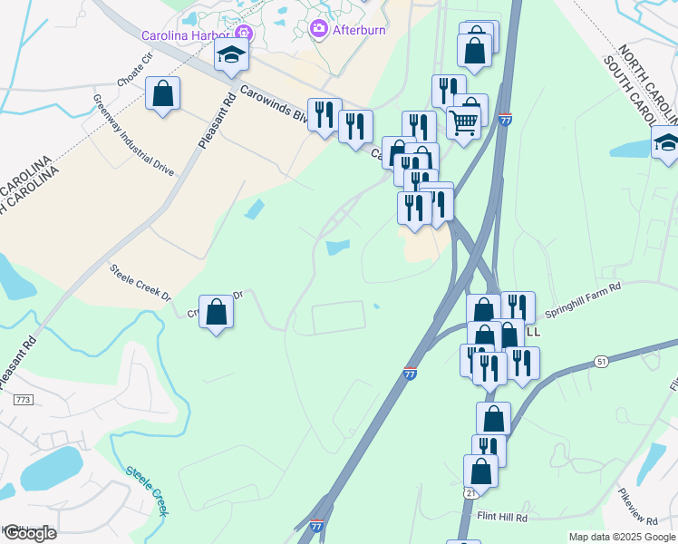 map of restaurants, bars, coffee shops, grocery stores, and more near 3318 Lakemont Boulevard in Fort Mill
