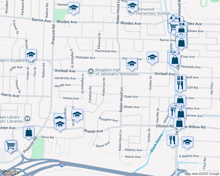 map of restaurants, bars, coffee shops, grocery stores, and more near 1486 Patterson Street in Memphis