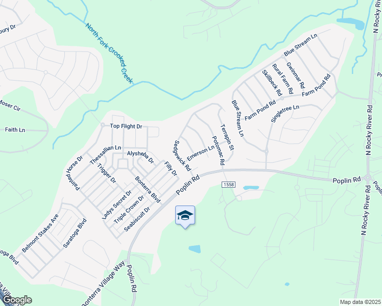 map of restaurants, bars, coffee shops, grocery stores, and more near 1007 Emerson Lane in Indian Trail
