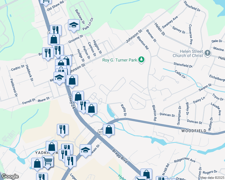 map of restaurants, bars, coffee shops, grocery stores, and more near 2009 Sardonyx Road in Fayetteville