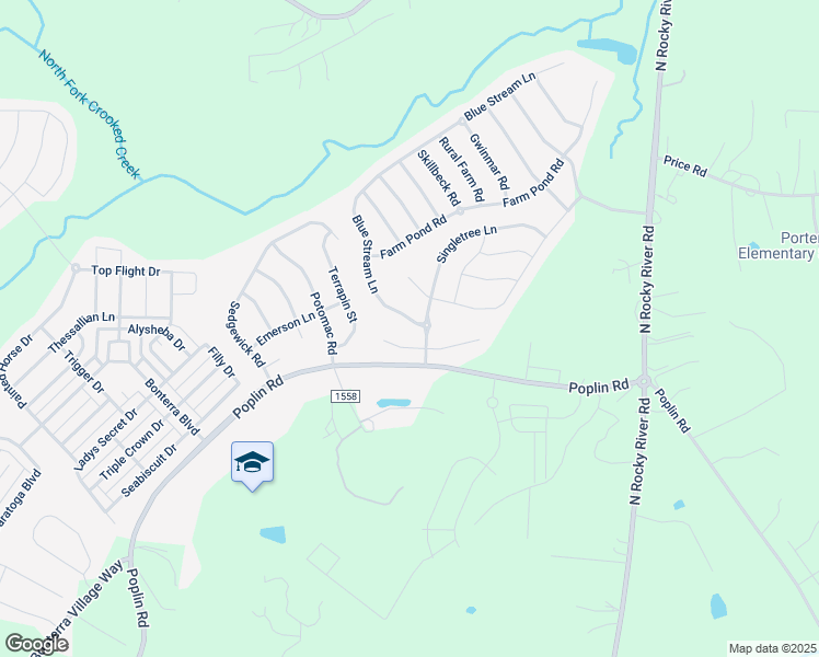 map of restaurants, bars, coffee shops, grocery stores, and more near 1005 Blue Stream Lane in Indian Trail