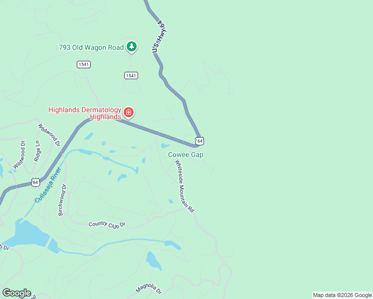 map of restaurants, bars, coffee shops, grocery stores, and more near 19 Whiteside Mountain Road in Highlands