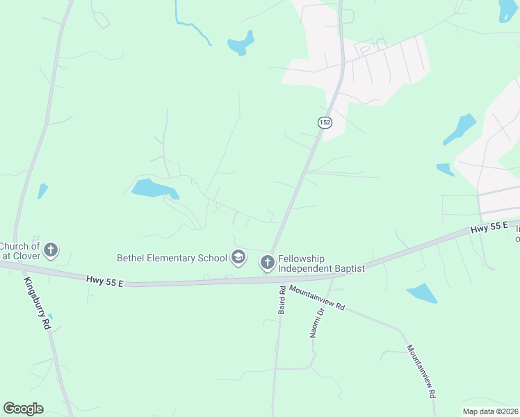 map of restaurants, bars, coffee shops, grocery stores, and more near 6040 Little Mountain Road in Clover