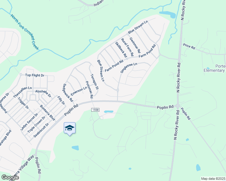 map of restaurants, bars, coffee shops, grocery stores, and more near 1005 Blue Stream Lane in Indian Trail