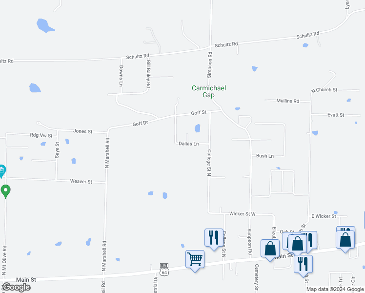 map of restaurants, bars, coffee shops, grocery stores, and more near 25 Dallas Lane in Vilonia