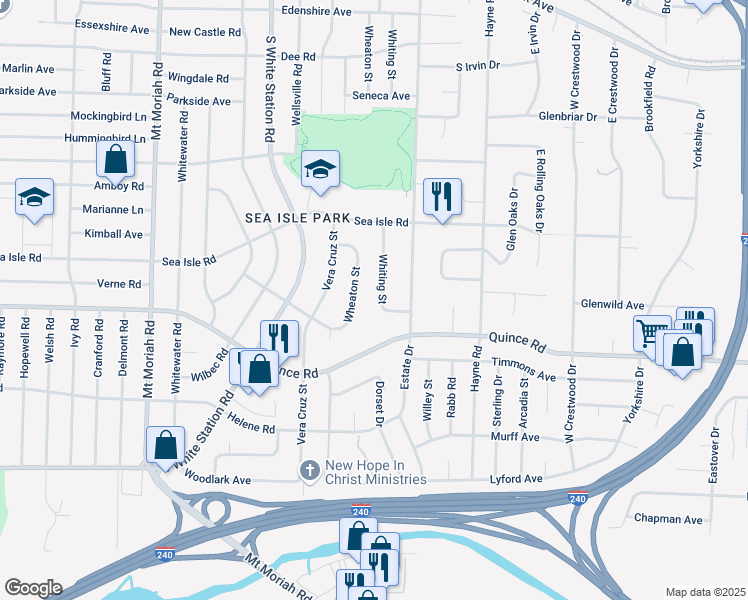 map of restaurants, bars, coffee shops, grocery stores, and more near 1461 Whiting Street in Memphis