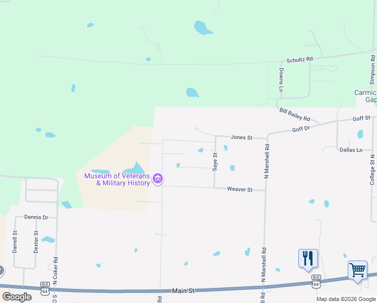 map of restaurants, bars, coffee shops, grocery stores, and more near 40 Weaver Drive in Vilonia