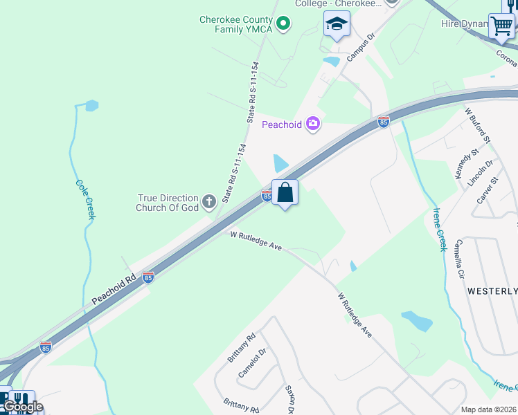 map of restaurants, bars, coffee shops, grocery stores, and more near 1820 West Rutledge Avenue in Gaffney