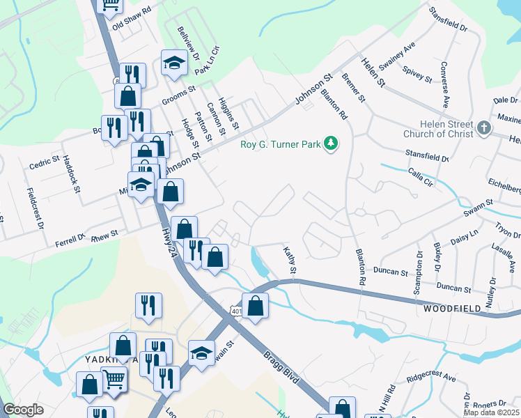 map of restaurants, bars, coffee shops, grocery stores, and more near 1809 Sardonyx Road in Fayetteville
