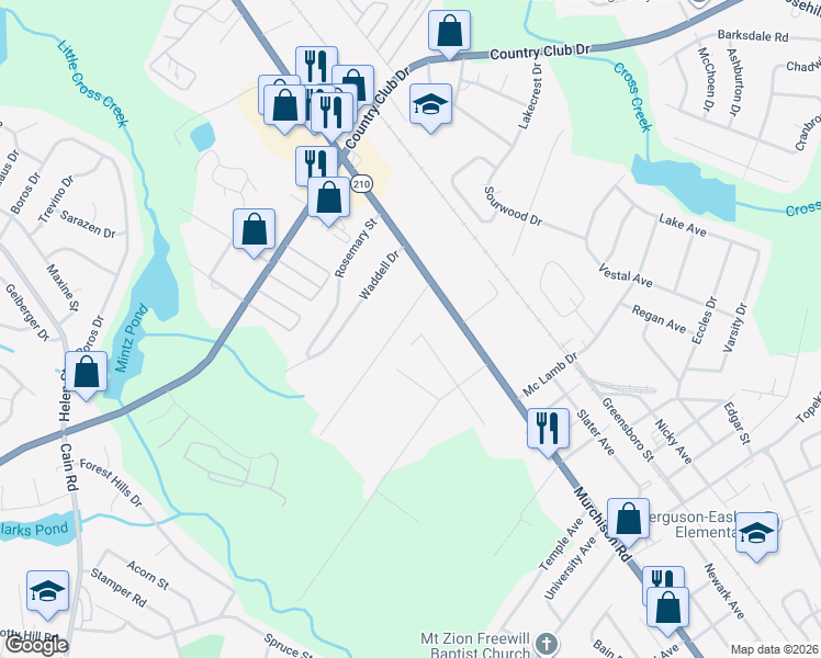 map of restaurants, bars, coffee shops, grocery stores, and more near 213 Preston Avenue in Fayetteville