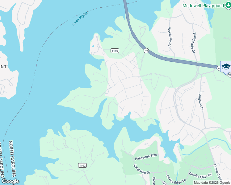 map of restaurants, bars, coffee shops, grocery stores, and more near 16421 Tulloch Road in Charlotte