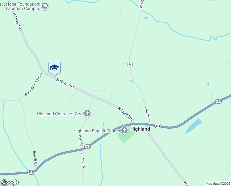 map of restaurants, bars, coffee shops, grocery stores, and more near 128 North Highway 101 in Landrum