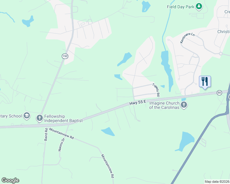 map of restaurants, bars, coffee shops, grocery stores, and more near 1517 Hedge Apple Road in Clover