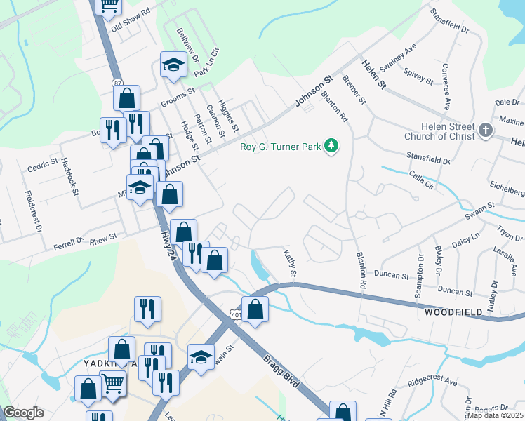 map of restaurants, bars, coffee shops, grocery stores, and more near 2009 Sardonyx Road in Fayetteville