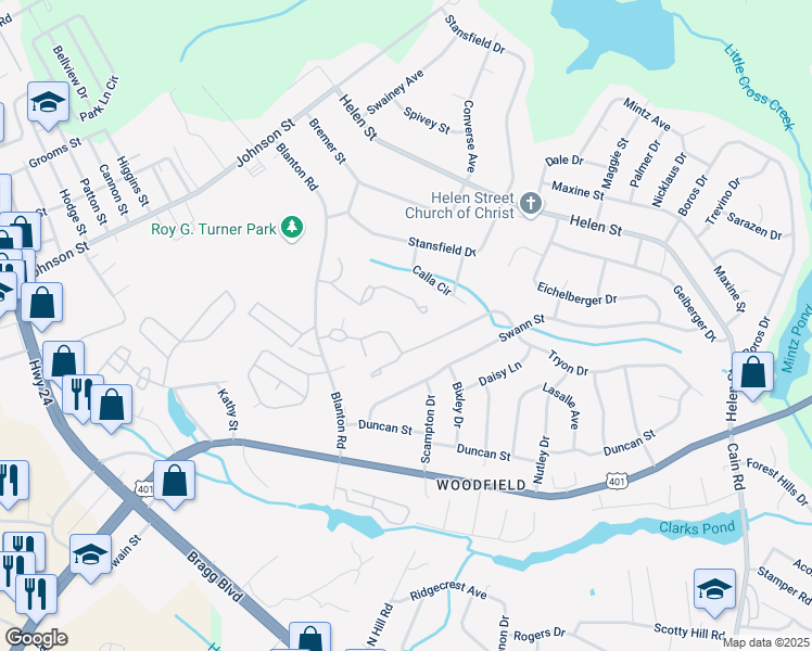 map of restaurants, bars, coffee shops, grocery stores, and more near 1866 Tryon Drive in Fayetteville