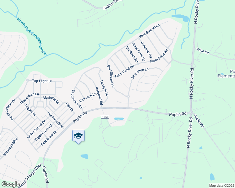 map of restaurants, bars, coffee shops, grocery stores, and more near 1015 Blue Stream Lane in Indian Trail