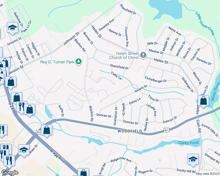 map of restaurants, bars, coffee shops, grocery stores, and more near 1866 Tryon Drive in Fayetteville