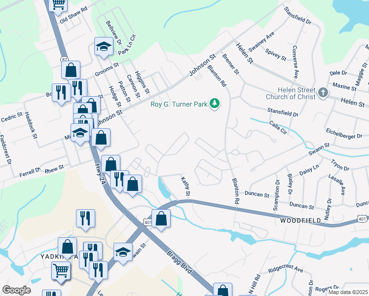 map of restaurants, bars, coffee shops, grocery stores, and more near 1840 Sardonyx Road in Fayetteville