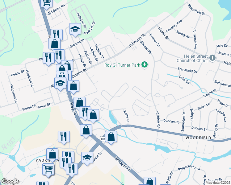 map of restaurants, bars, coffee shops, grocery stores, and more near 1825 Sardonyx Road in Fayetteville