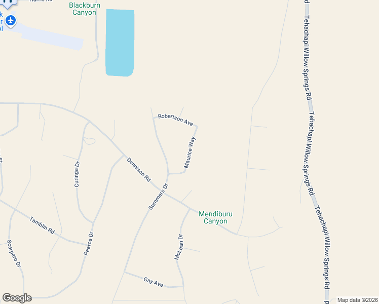 map of restaurants, bars, coffee shops, grocery stores, and more near Maurice Way in Tehachapi