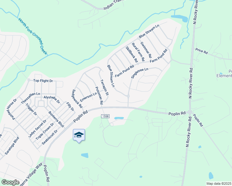 map of restaurants, bars, coffee shops, grocery stores, and more near 1017 Blue Stream Lane in Indian Trail