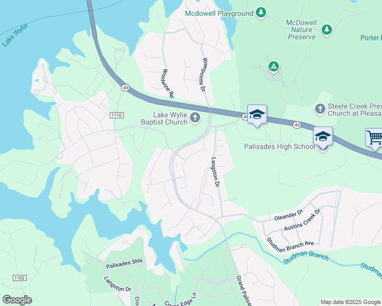 map of restaurants, bars, coffee shops, grocery stores, and more near 15915 White Street in Charlotte