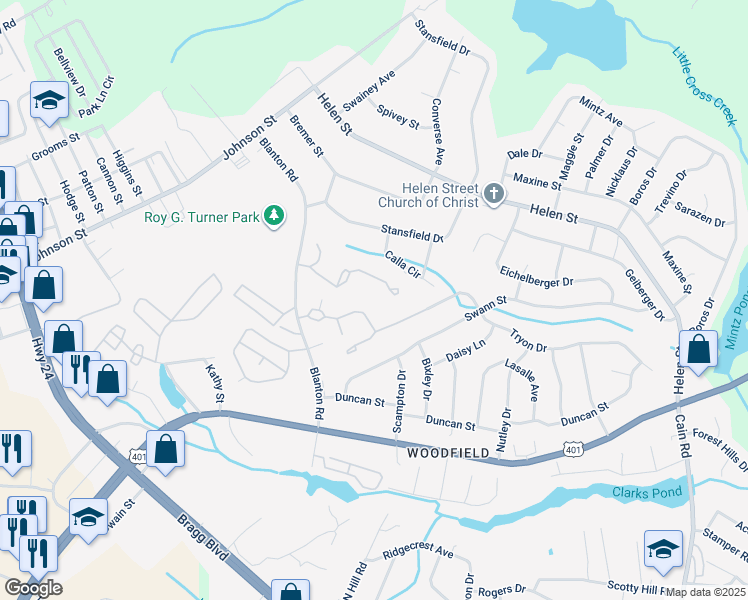 map of restaurants, bars, coffee shops, grocery stores, and more near 1870 Tryon Drive in Fayetteville