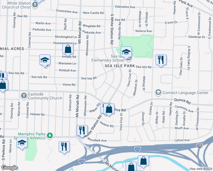 map of restaurants, bars, coffee shops, grocery stores, and more near 1433 Walton Road in Memphis