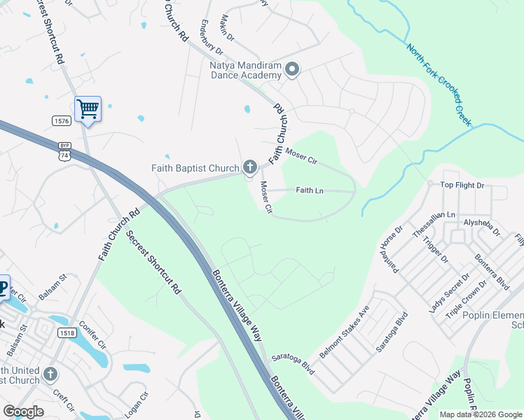 map of restaurants, bars, coffee shops, grocery stores, and more near 2819 Faith Lane in Indian Trail