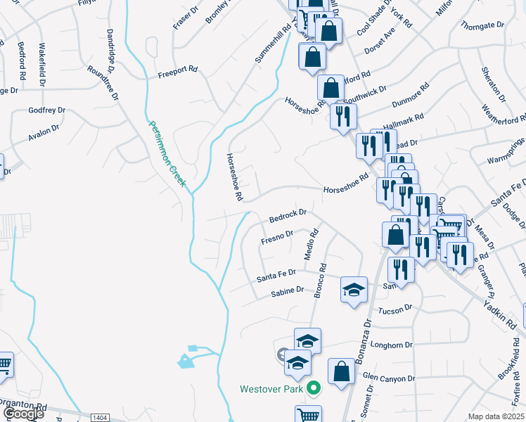 map of restaurants, bars, coffee shops, grocery stores, and more near 906 Rancho Drive in Fayetteville
