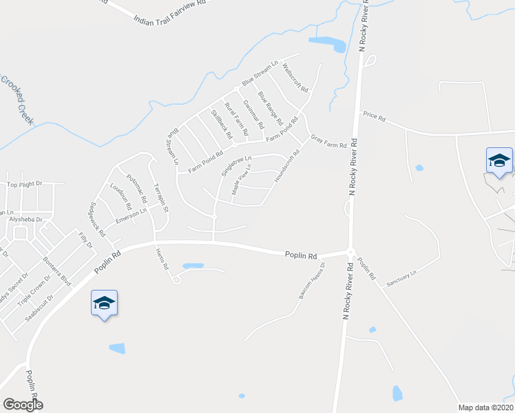 map of restaurants, bars, coffee shops, grocery stores, and more near 2022 Houndscroft Road in Indian Trail