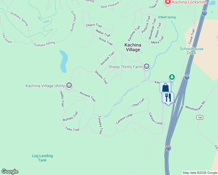 map of restaurants, bars, coffee shops, grocery stores, and more near 3099 White Cone Trail in Flagstaff