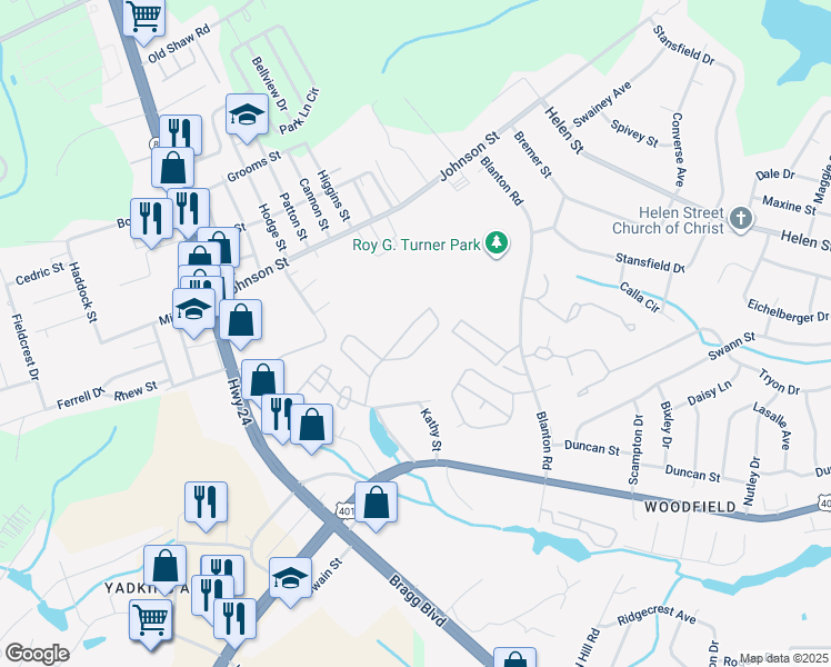 map of restaurants, bars, coffee shops, grocery stores, and more near 1840 Sardonyx Road in Fayetteville