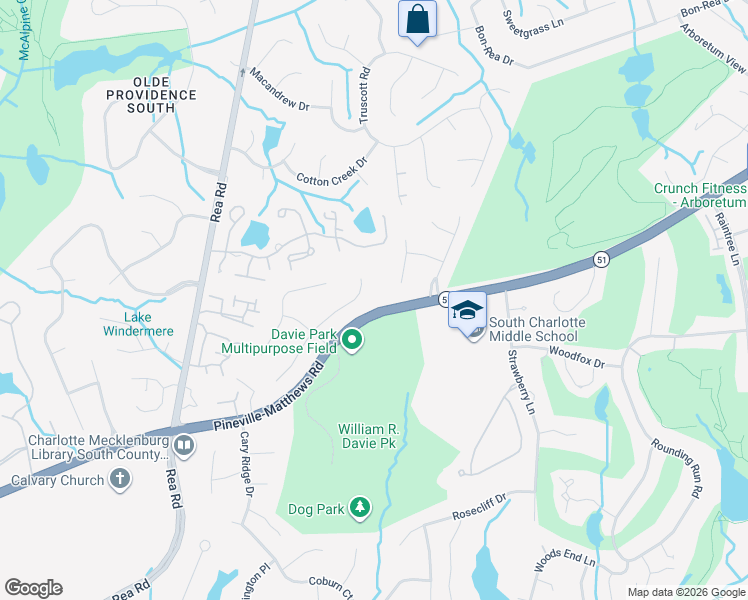 map of restaurants, bars, coffee shops, grocery stores, and more near 4515 Nora's Path Road in Charlotte